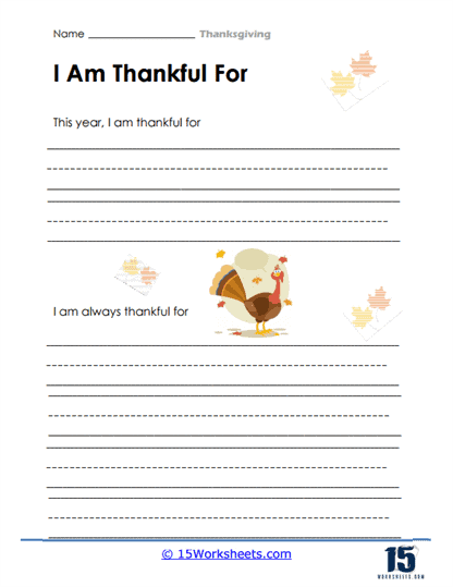 Thoughts of Thanks Worksheet