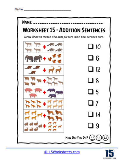 Animal Sums Worksheet