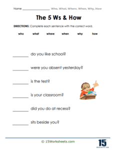 Who, What, Where, When, Why, How Worksheets - 15 Worksheets.com
