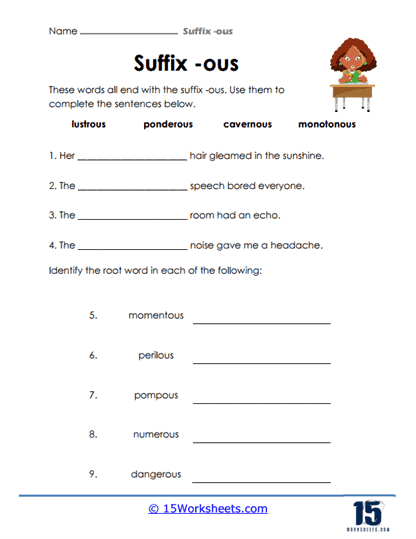 The -ous Odyssey Worksheet
