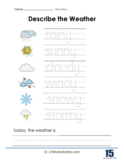Describe the Weather Worksheet