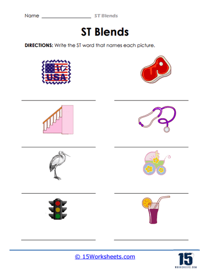 St Picture Words Worksheet