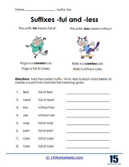 ful and -less Worksheet