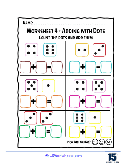 Adding with Dots Worksheets