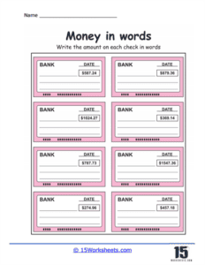 Money In Words Money in Words Worksheets - 15 Worksheets.com
