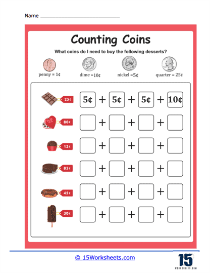 Sweet Sum Savings Worksheet