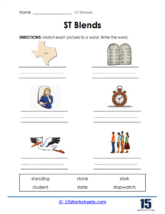 ST Blends Worksheets | Reinforce Phonics Skills - 15 Worksheets.com