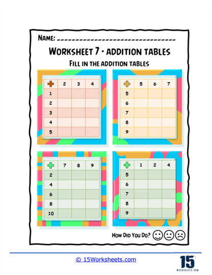 Shades of Sums Worksheet