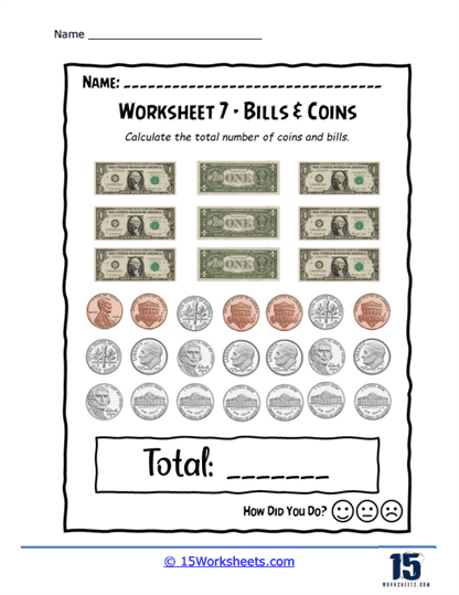 Dollar Dash and Coin Capers Worksheet