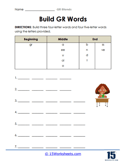 Build GR Words Worksheet