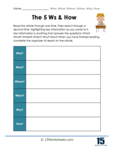 Who, What, Where, When, Why, How Worksheets - 15 Worksheets.com