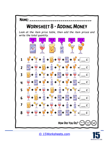 Potion Prices Party Worksheet