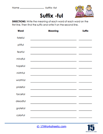 Giving Suffix Meaning Worksheet