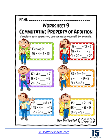 Commutative Property Worksheets