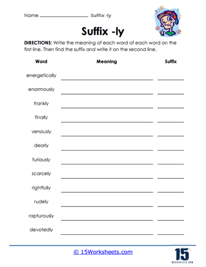 The Lively Suffix Sprint Worksheet