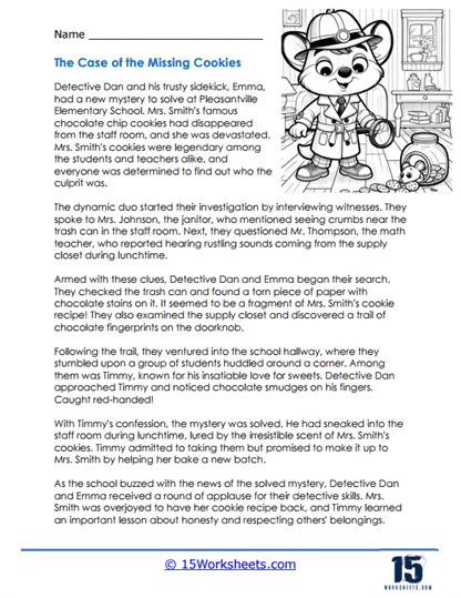 Cookie Caper Chronicles Worksheet