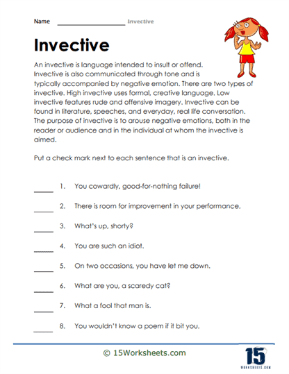 Invective Worksheets