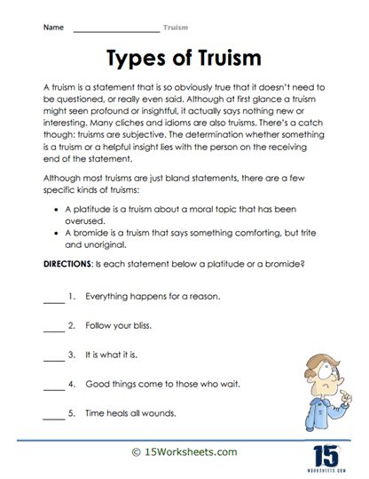 Truism Worksheets