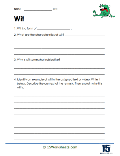 Wisecrack Whiz Worksheet