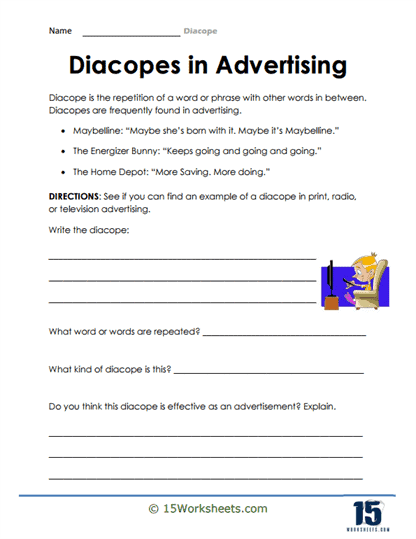 Catchy Phrases Parade Worksheet