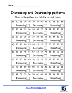 Increasing and Decreasing Patterns Worksheets - 15 Worksheets.com