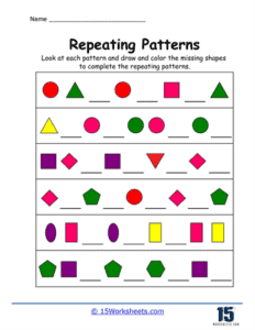 Repeating Patterns Worksheets | Sequences - 15 Worksheets.com