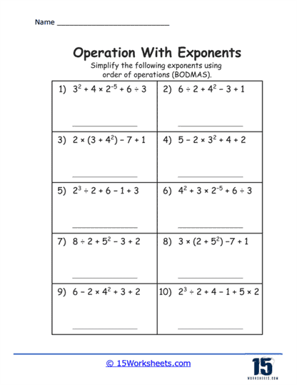 Exponential Escapades Worksheet