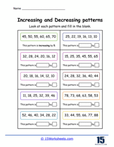 Increasing and Decreasing Patterns Worksheets - 15 Worksheets.com