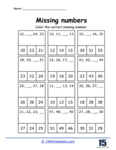 Missing Number Patterns Worksheets - 15 Worksheets.com
