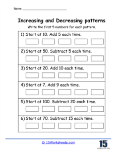 Increasing and Decreasing Patterns Worksheets - 15 Worksheets.com