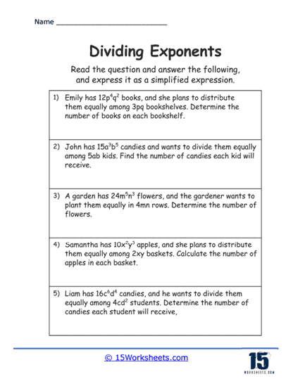 Exponent Expedition Worksheet