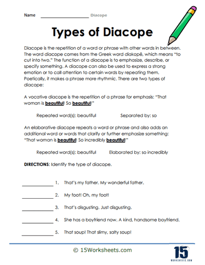 Diacope Worksheets