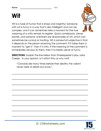 Shakespeare's Wit Workout Worksheet