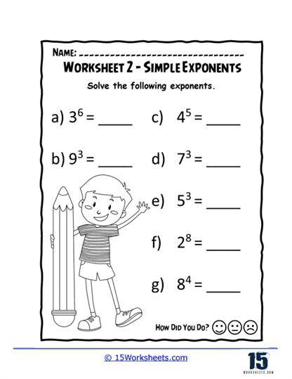 Simple Exponents Worksheets