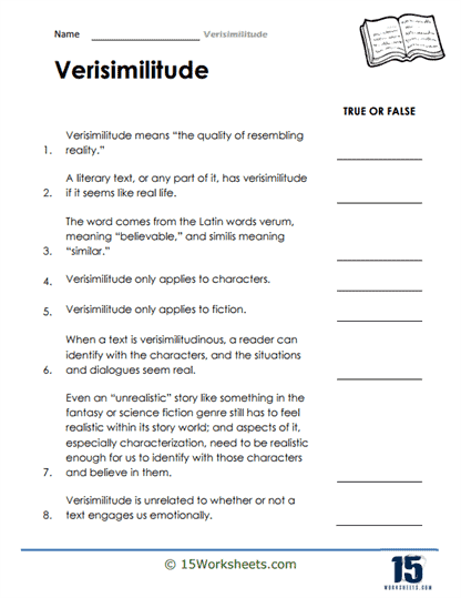 Verisimilitude Worksheets