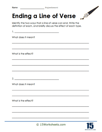 Verse Finale Worksheet