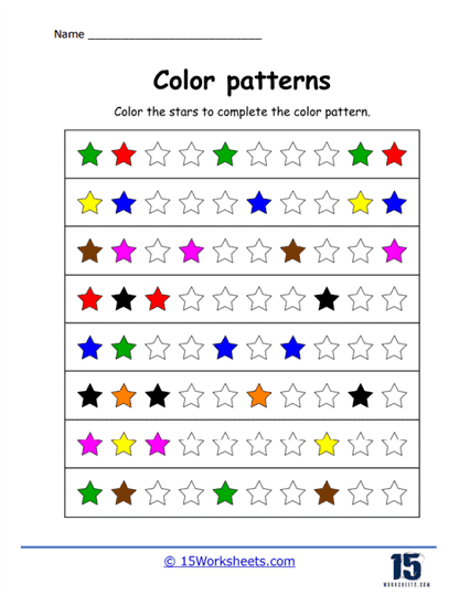 Stellar Color Patterns Worksheet