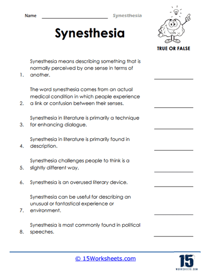 Sensory Fusion Worksheet