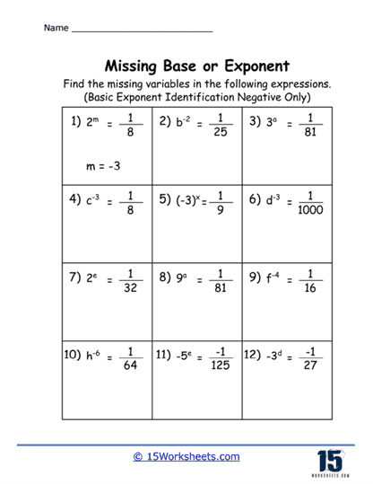 The Exponent Uncover Worksheet