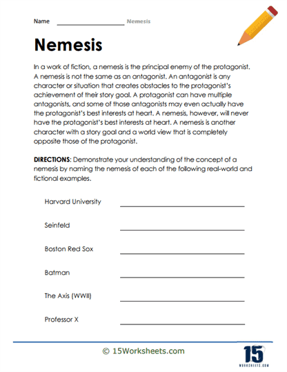 Nemesis Worksheets