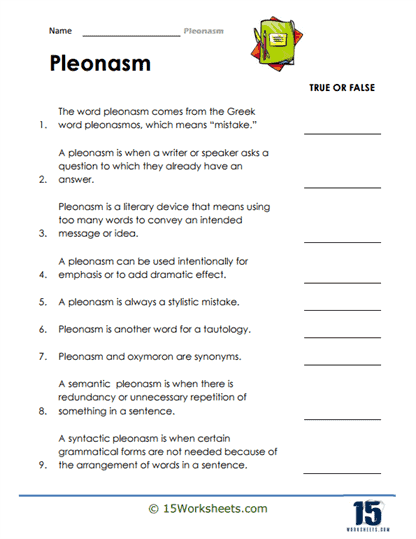 The Redundancy Quiz Worksheet