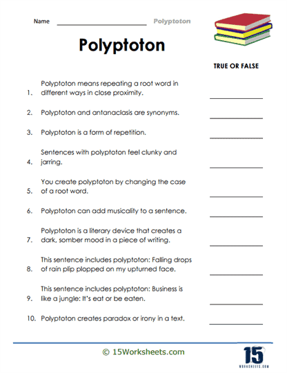 Polyptoton Puzzle Worksheet