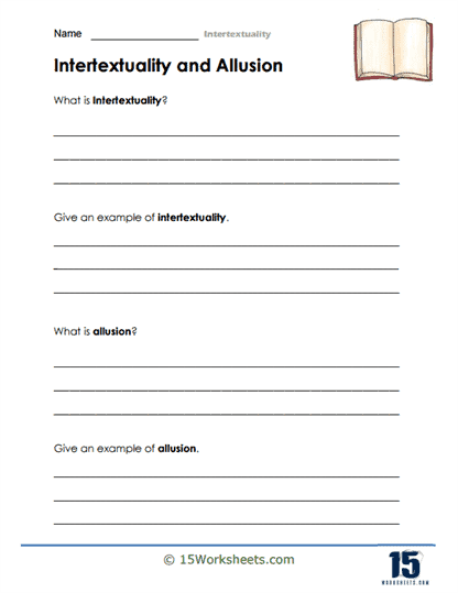 Literary Link and Hint Game Worksheet