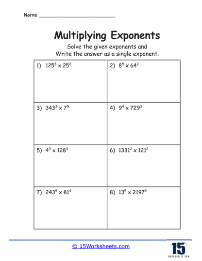 Combining Powers Worksheet