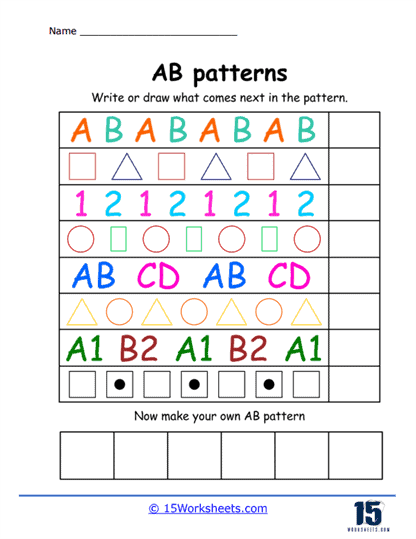 AB Pattern Worksheets