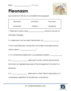 Pleonasm Worksheets - 15 Worksheets.com