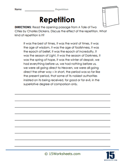 Dickensian Repetition Worksheet