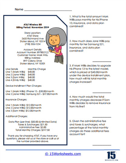 Bytes and Bills Breakdown Worksheet