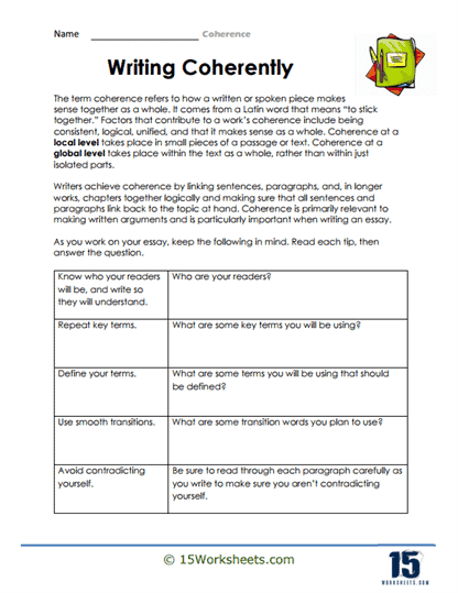 Coherence Worksheets