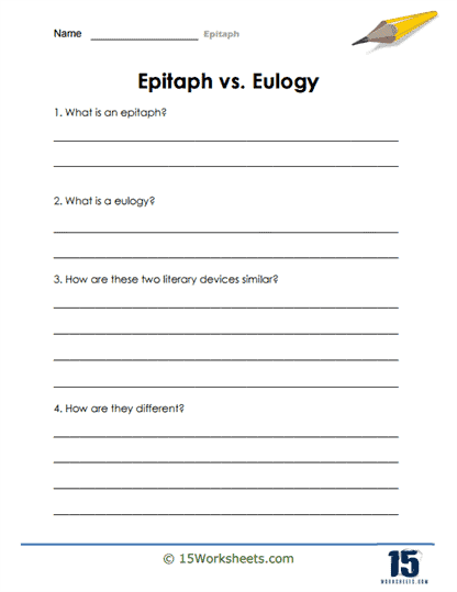 Epitaphs and Eulogies Unveiled Worksheet